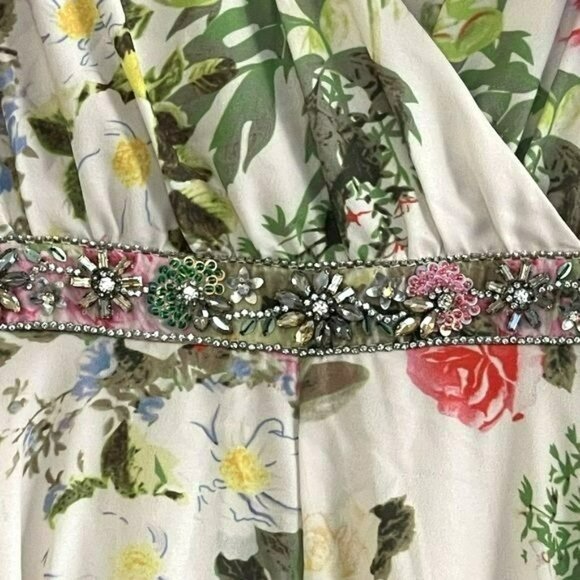 Mac Duggal Floral Beaded Flutter Sleeve Formal Gown Long Maxi Dress NWT Size 2 - Picture 5 of 8